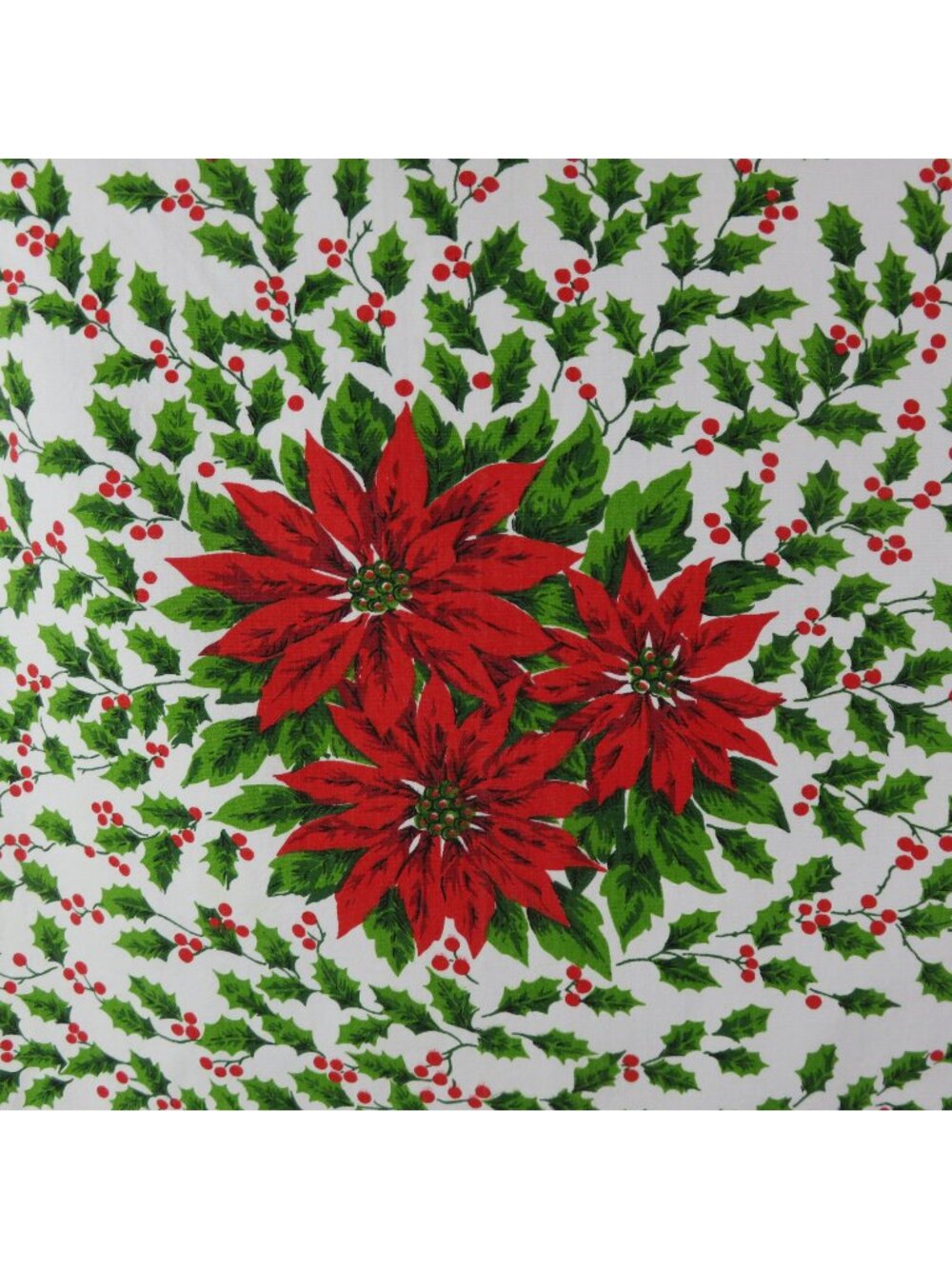 Christmas Tablecloth 58" x 80" Pinecone Bells Rectangle Red Green White Vintage - Picture 8 of 10